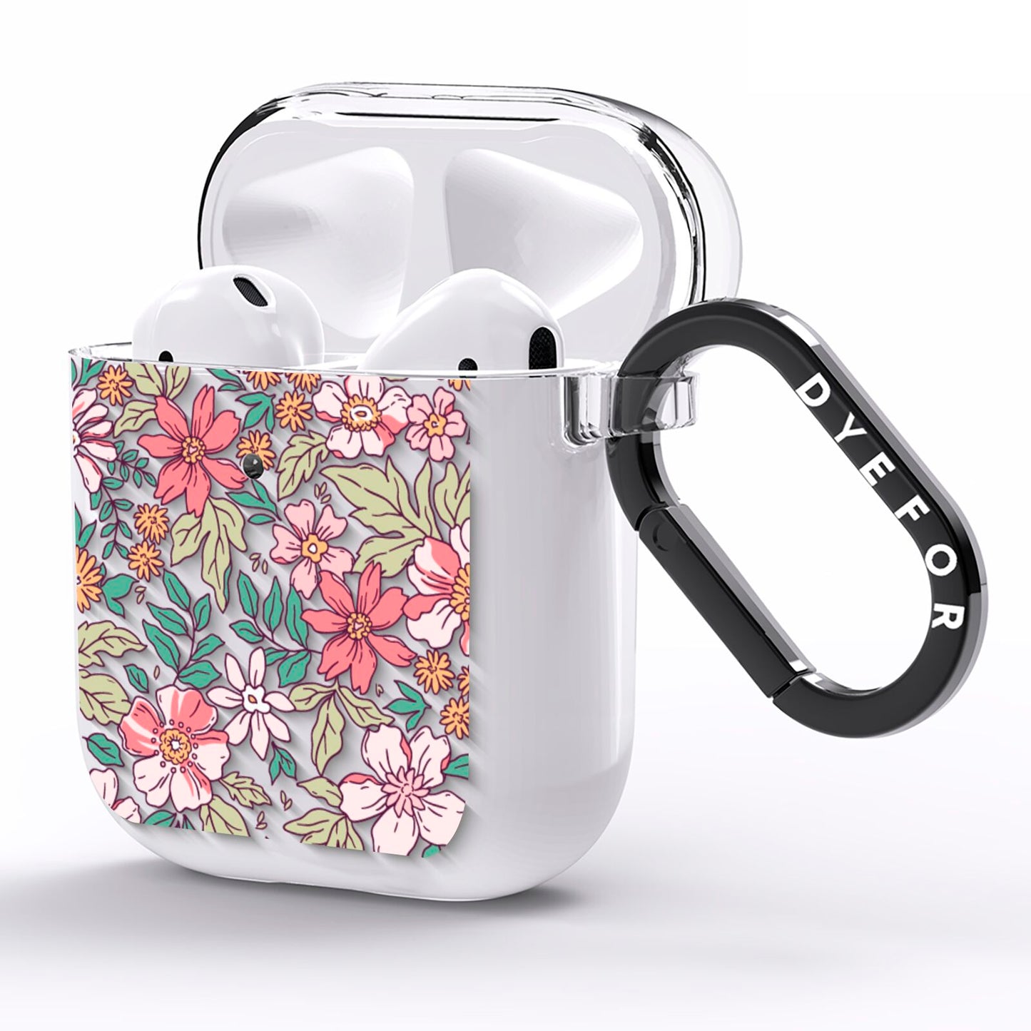 Small Floral Pattern AirPods Clear Case Side Image