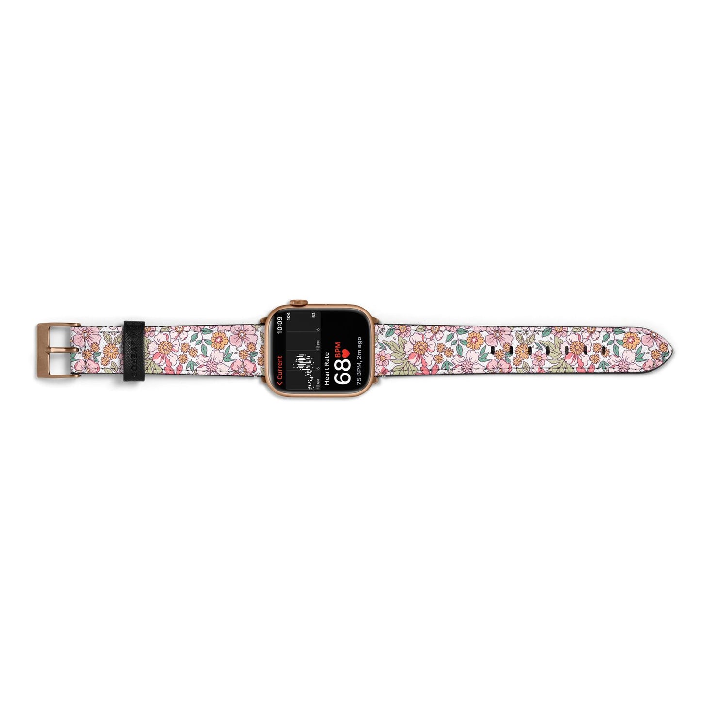 Small Floral Pattern Apple Watch Strap Size 38mm Landscape Image Gold Hardware