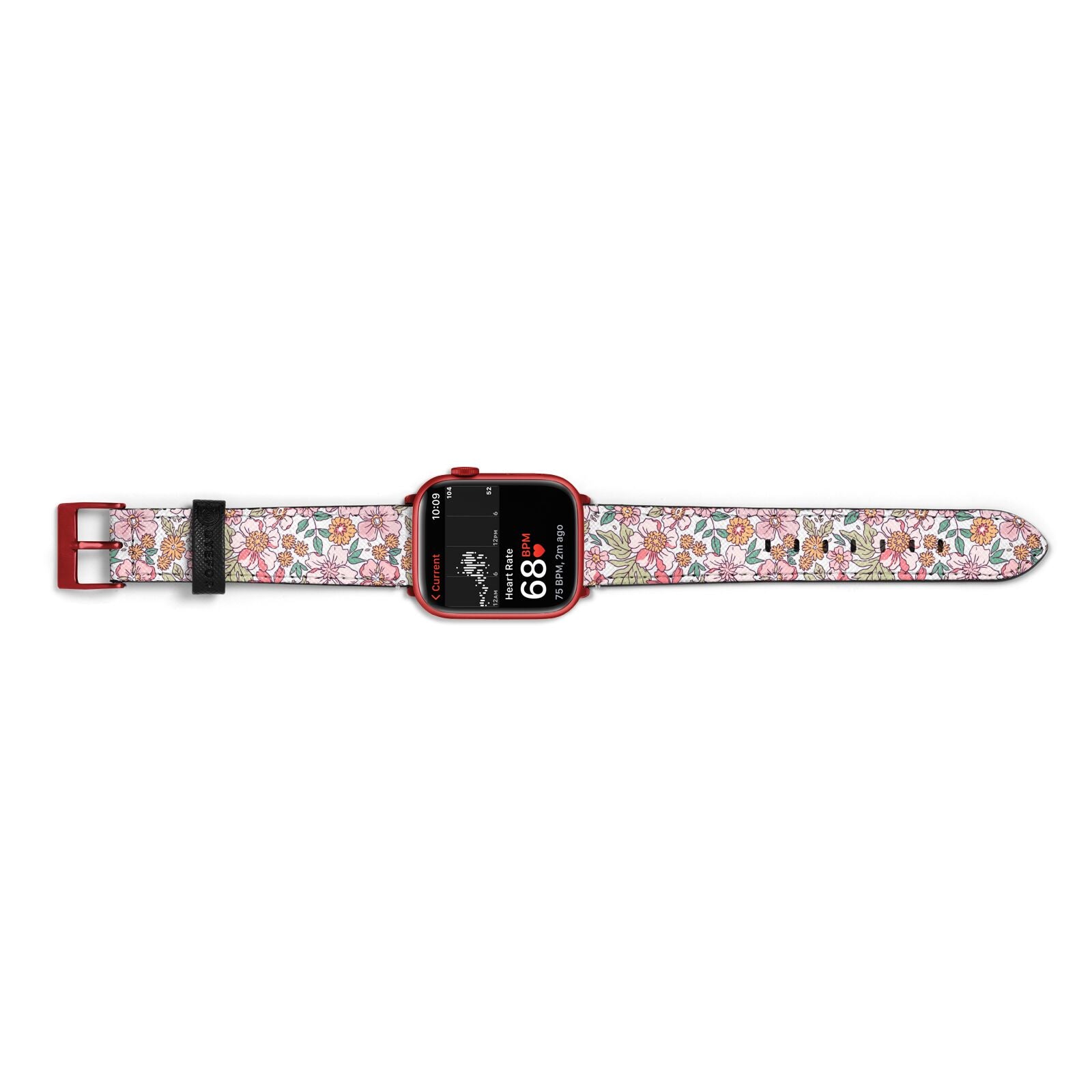 Small Floral Pattern Apple Watch Strap Size 38mm Landscape Image Red Hardware