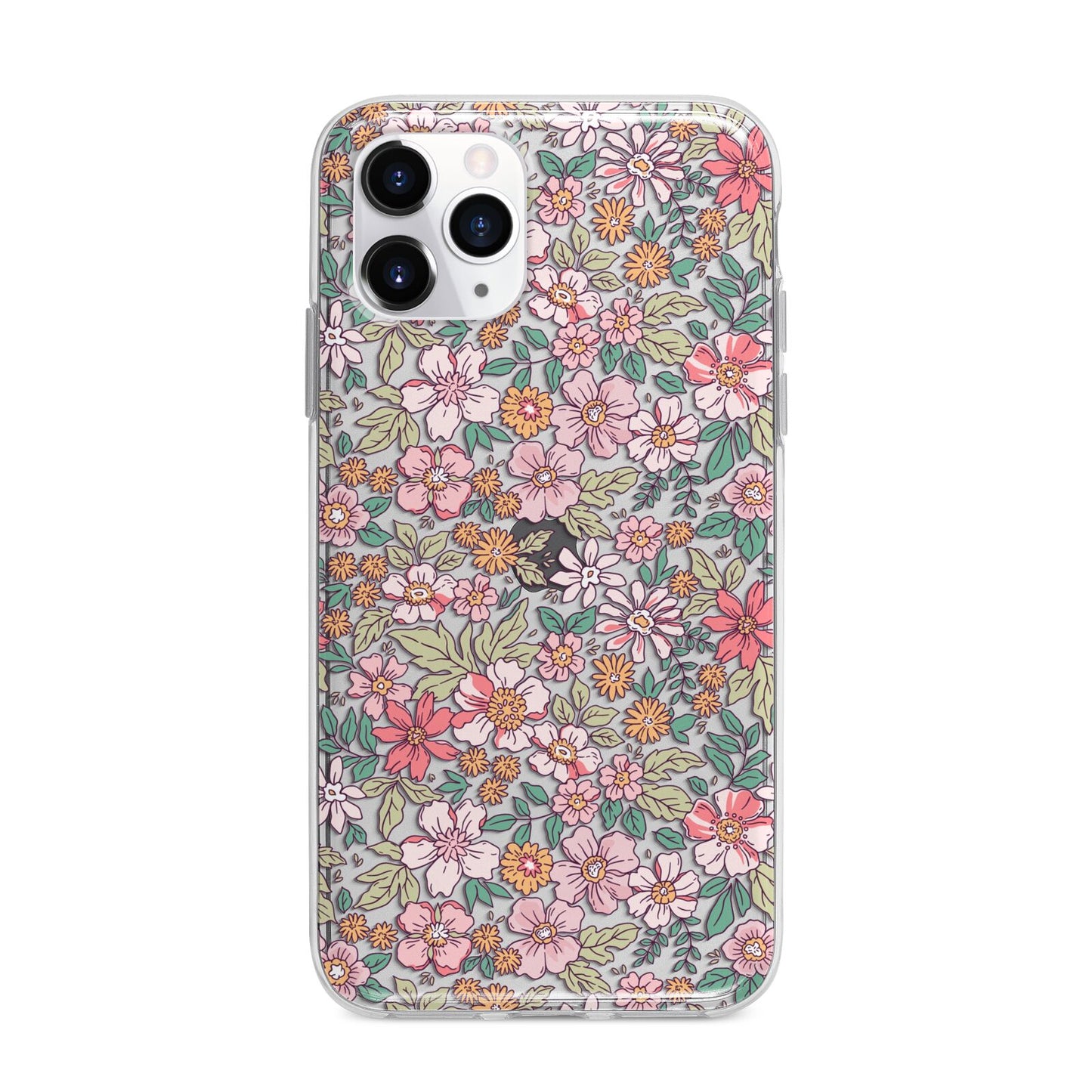 Small Floral Pattern Apple iPhone 11 Pro in Silver with Bumper Case