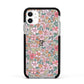 Small Floral Pattern Apple iPhone 11 in White with Black Impact Case