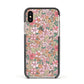 Small Floral Pattern Apple iPhone Xs Impact Case Black Edge on Gold Phone