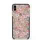 Small Floral Pattern Apple iPhone Xs Max Impact Case Black Edge on Gold Phone