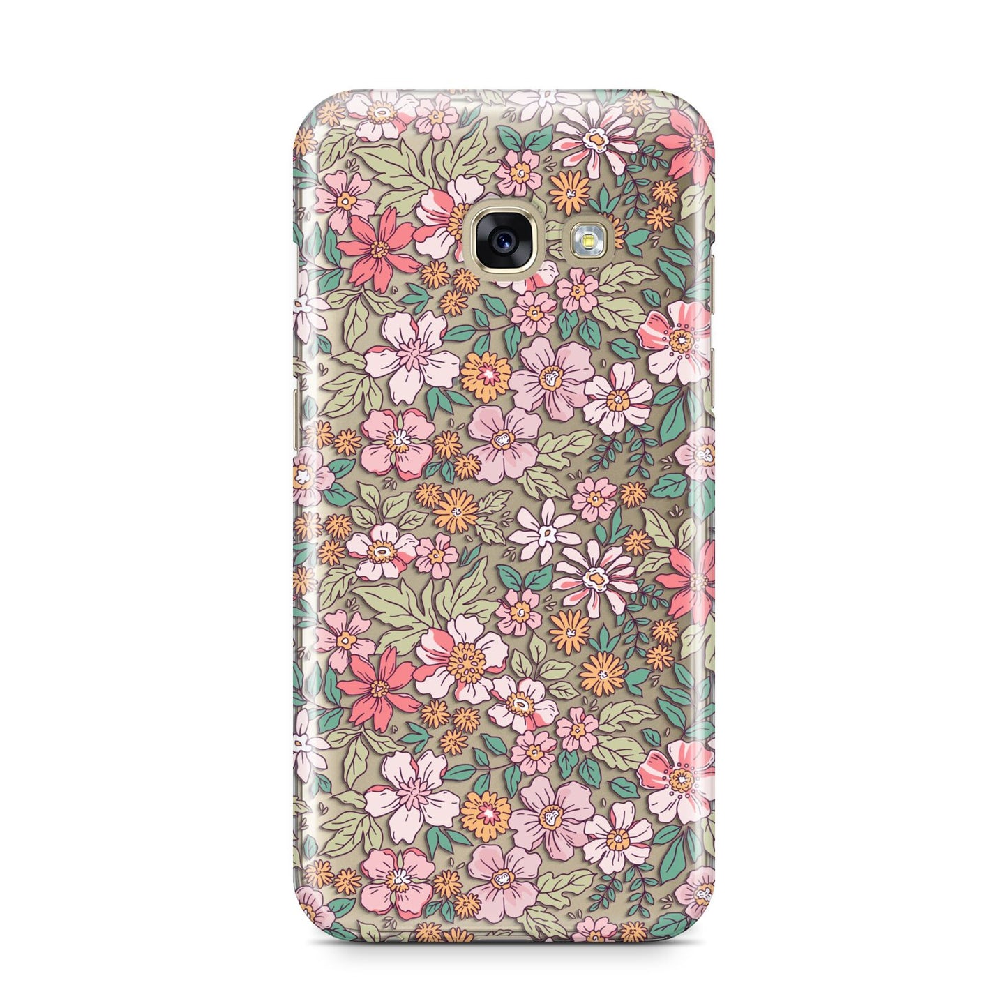 Small Floral Pattern Samsung Galaxy A3 2017 Case on gold phone