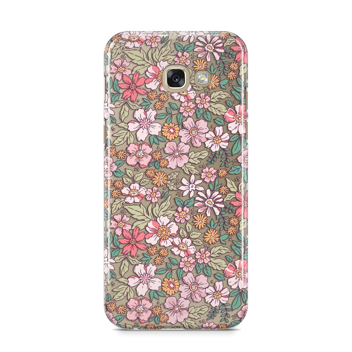 Small Floral Pattern Samsung Galaxy A5 2017 Case on gold phone