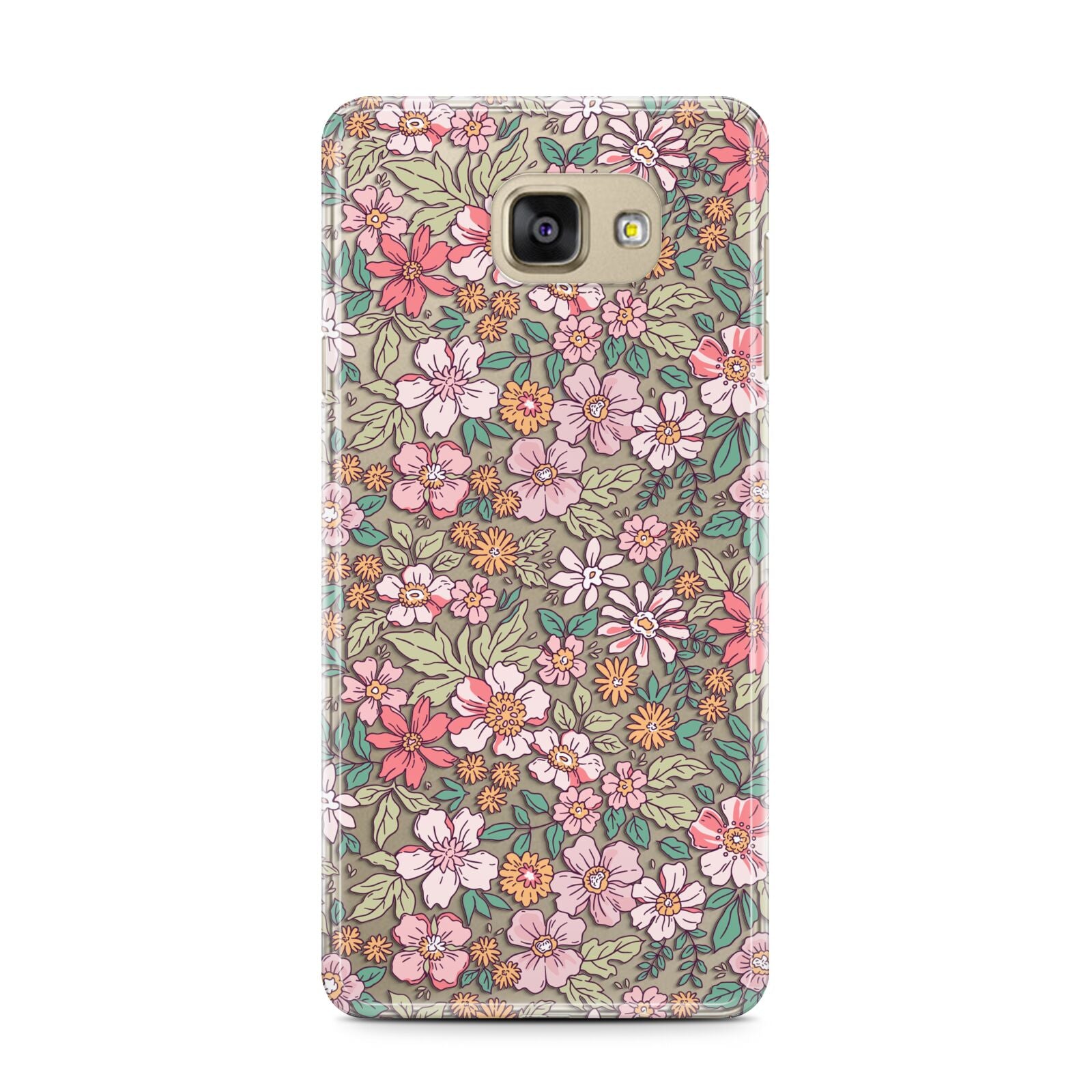 Small Floral Pattern Samsung Galaxy A7 2016 Case on gold phone