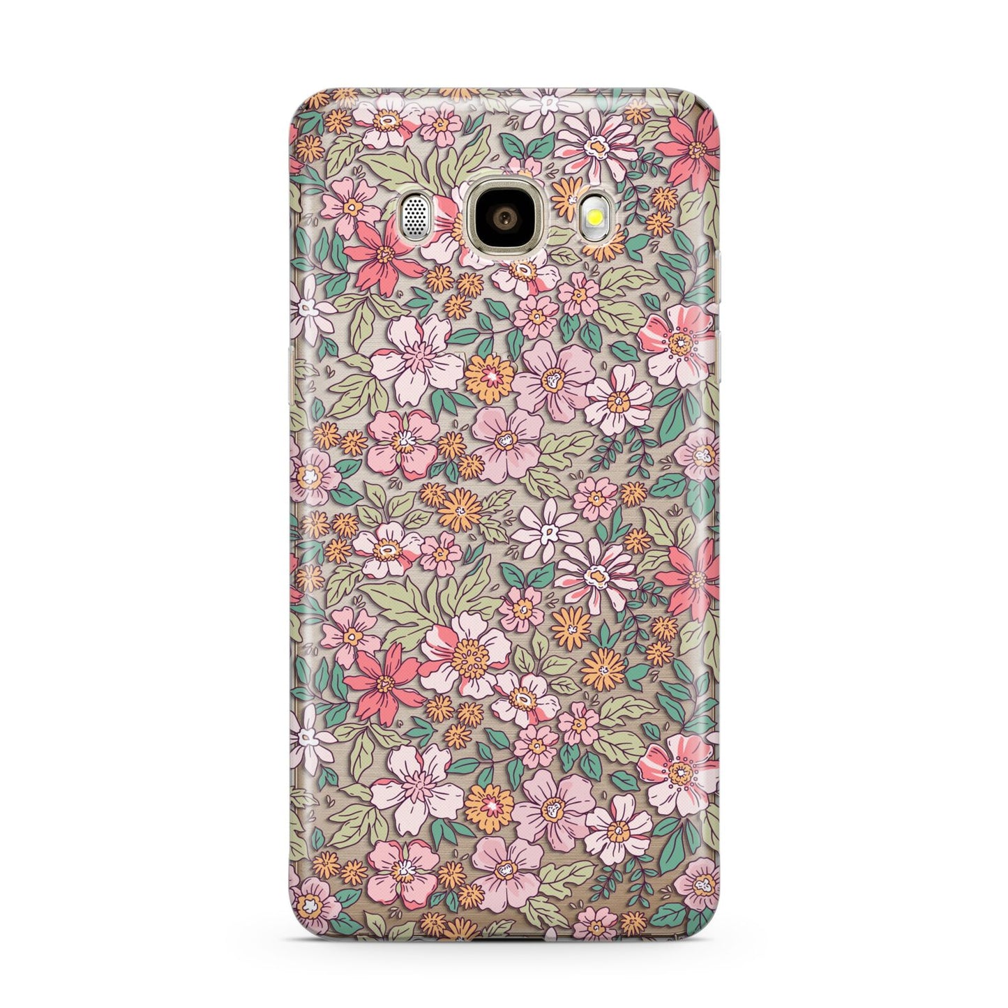 Small Floral Pattern Samsung Galaxy J7 2016 Case on gold phone