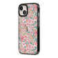 Small Floral Pattern iPhone 13 Black Impact Case Side Angle on Silver phone