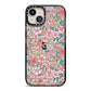 Small Floral Pattern iPhone 13 Black Impact Case on Silver phone