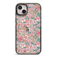 Small Floral Pattern iPhone 14 Plus Black Impact Case on Silver phone