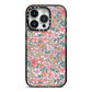 Small Floral Pattern iPhone 14 Pro Black Impact Case on Silver phone