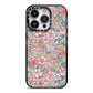 Small Floral Pattern iPhone 14 Pro Black Impact Case on Silver phone