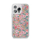 Small Floral Pattern iPhone 14 Pro Max Glitter Tough Case Silver
