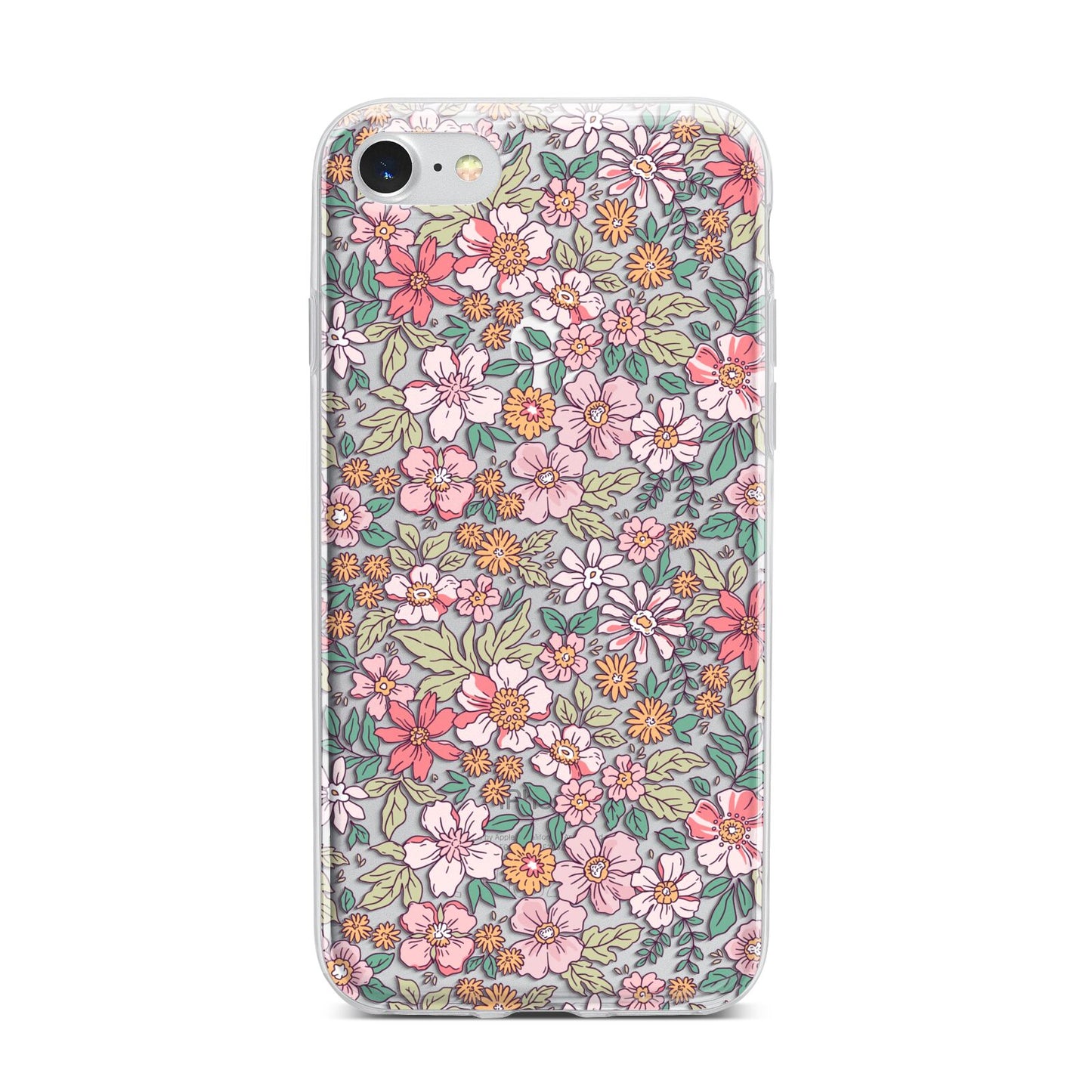 Small Floral Pattern iPhone 7 Bumper Case on Silver iPhone
