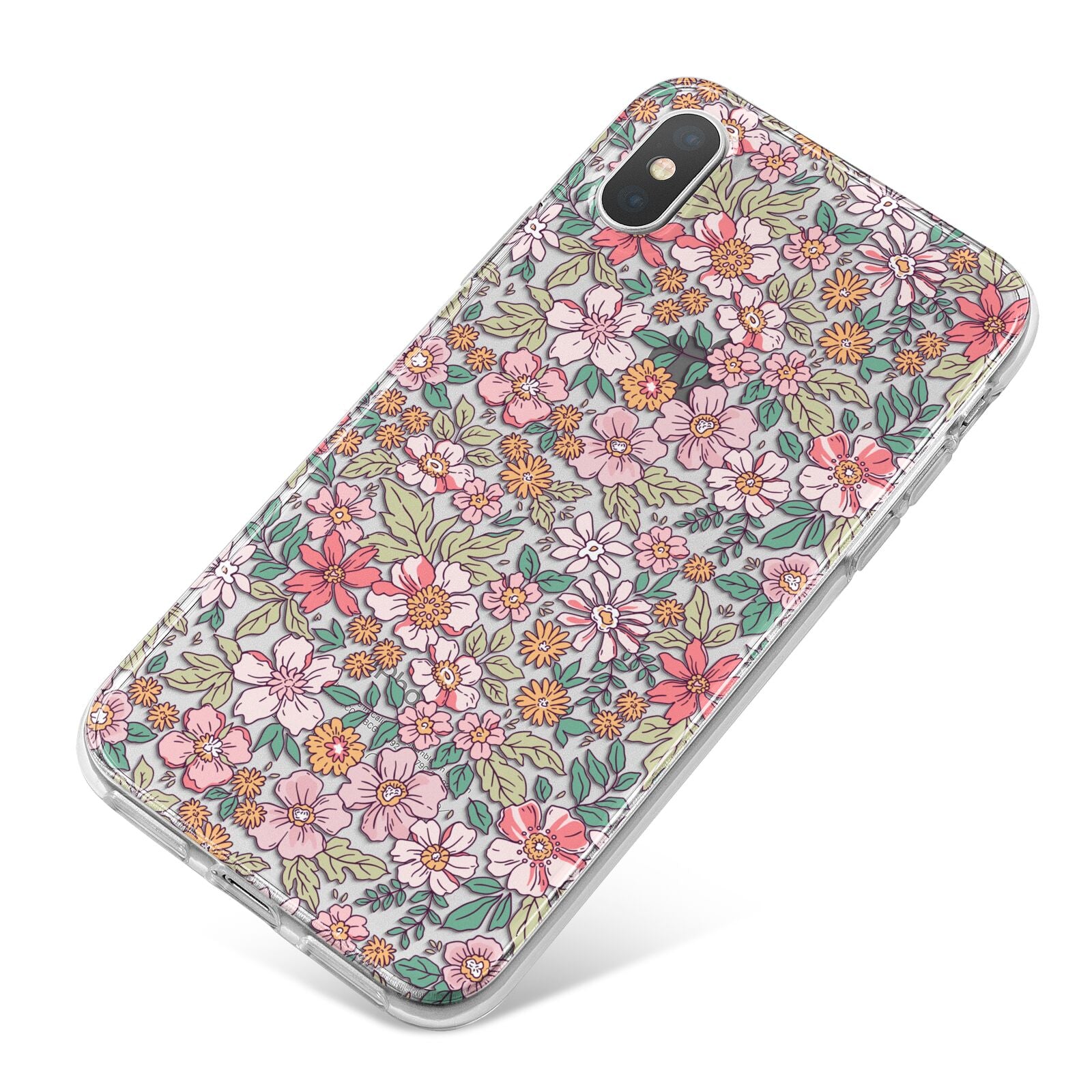 Small Floral Pattern iPhone X Bumper Case on Silver iPhone