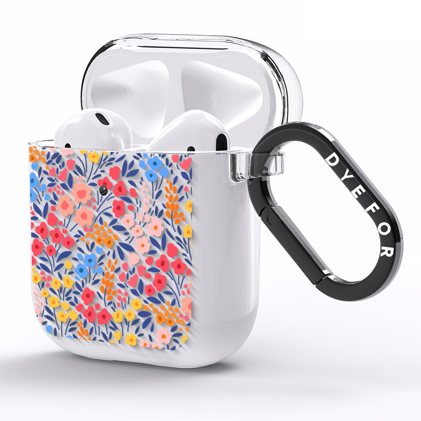 Small Flowers AirPods Clear Case Side Image