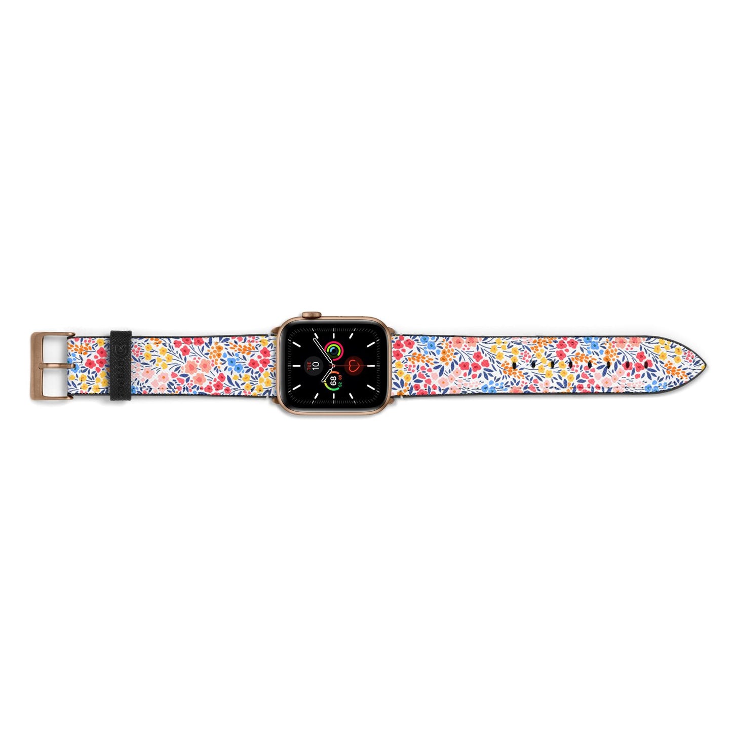 Small Flowers Apple Watch Strap Landscape Image Gold Hardware