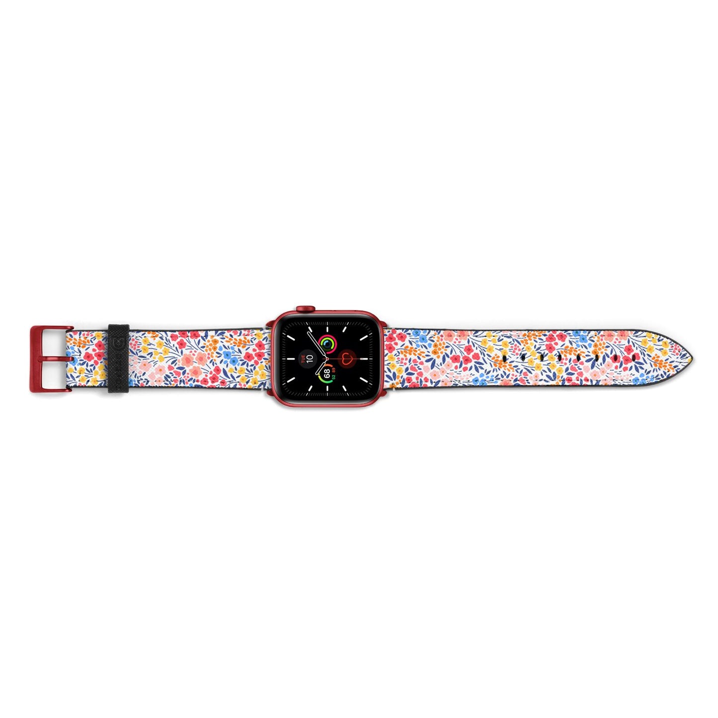 Small Flowers Apple Watch Strap Landscape Image Red Hardware