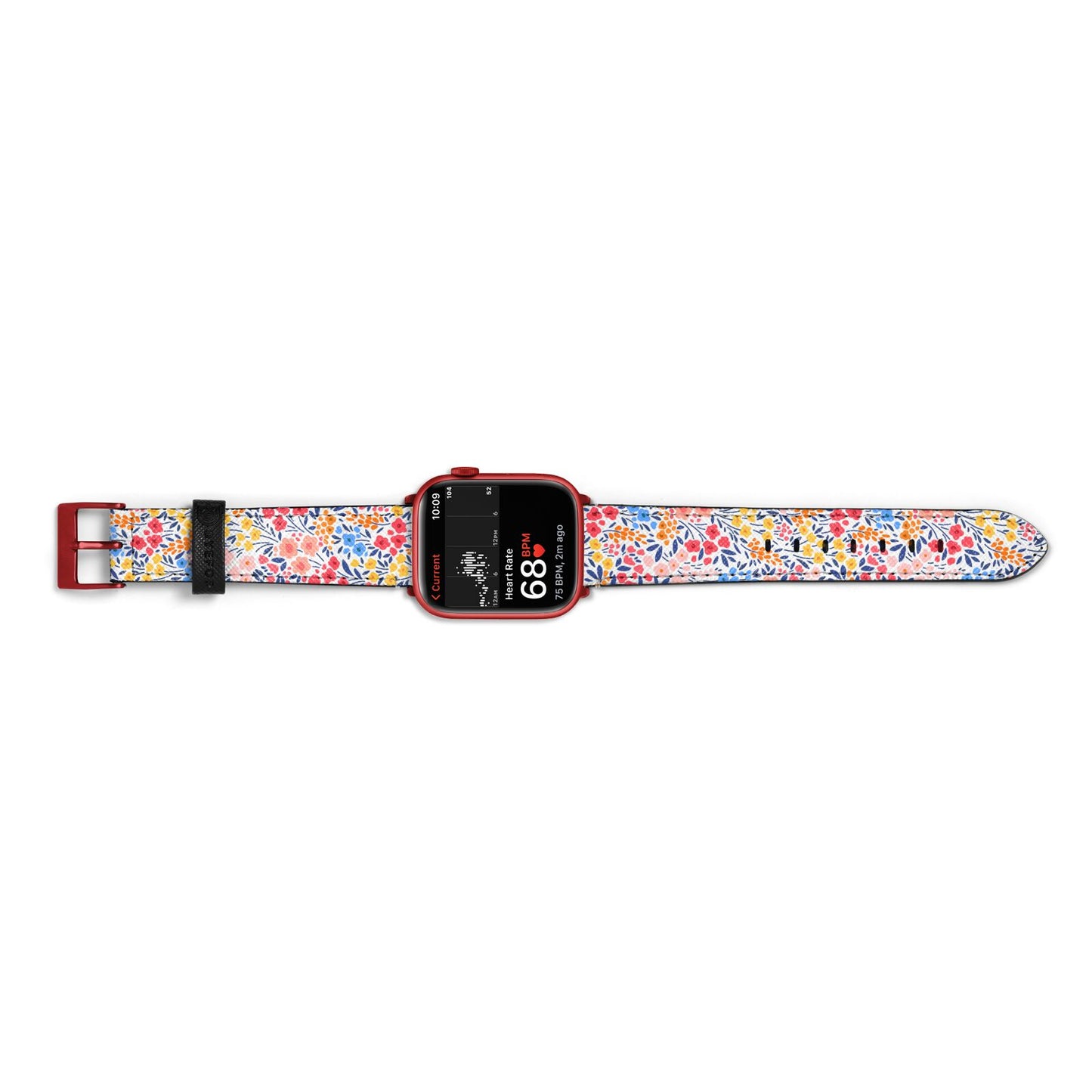 Small Flowers Apple Watch Strap Size 38mm Landscape Image Red Hardware