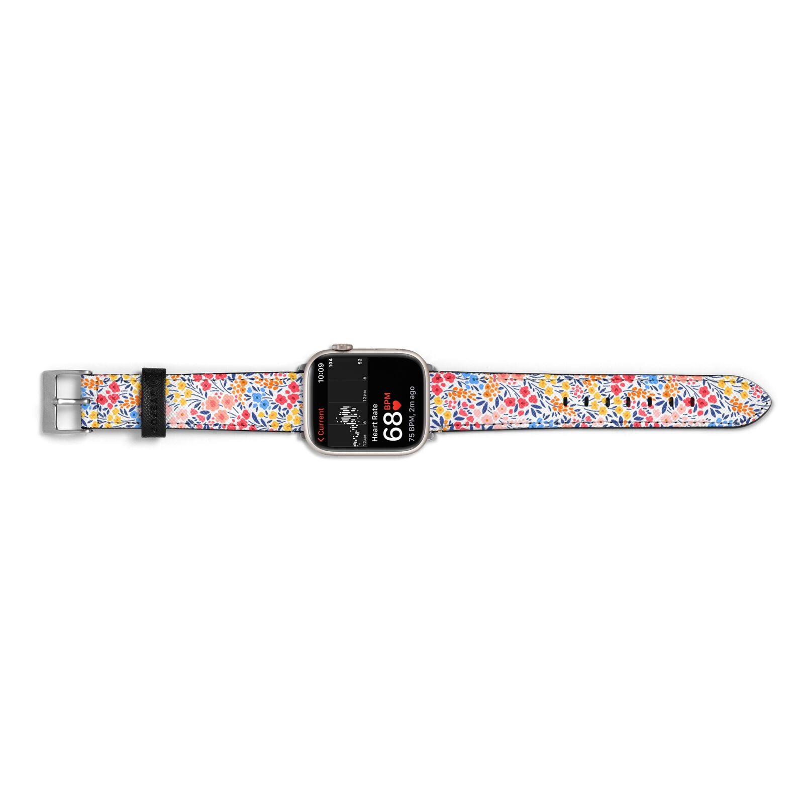 Small Flowers Apple Watch Strap Size 38mm Landscape Image Silver Hardware