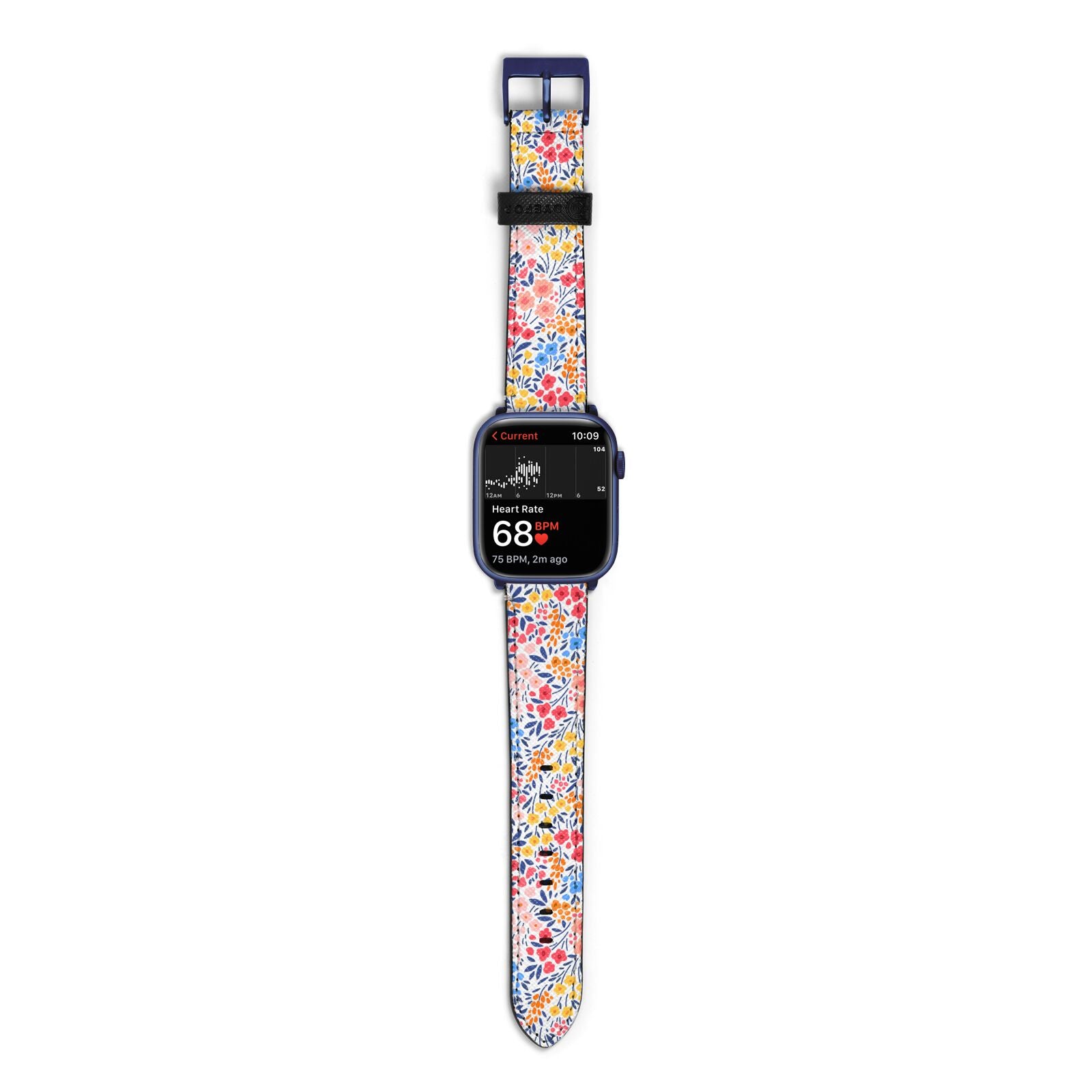 Small Flowers Apple Watch Strap Size 38mm with Blue Hardware