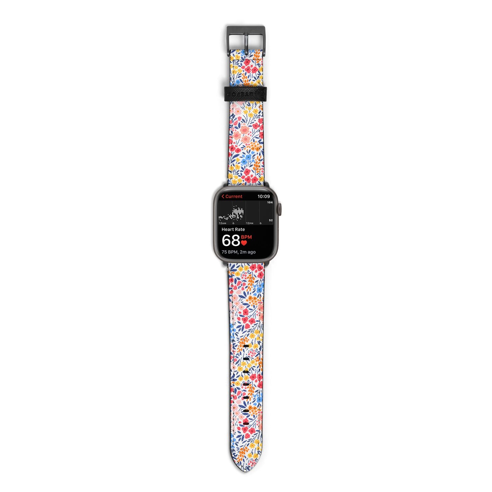 Small Flowers Apple Watch Strap Size 38mm with Space Grey Hardware