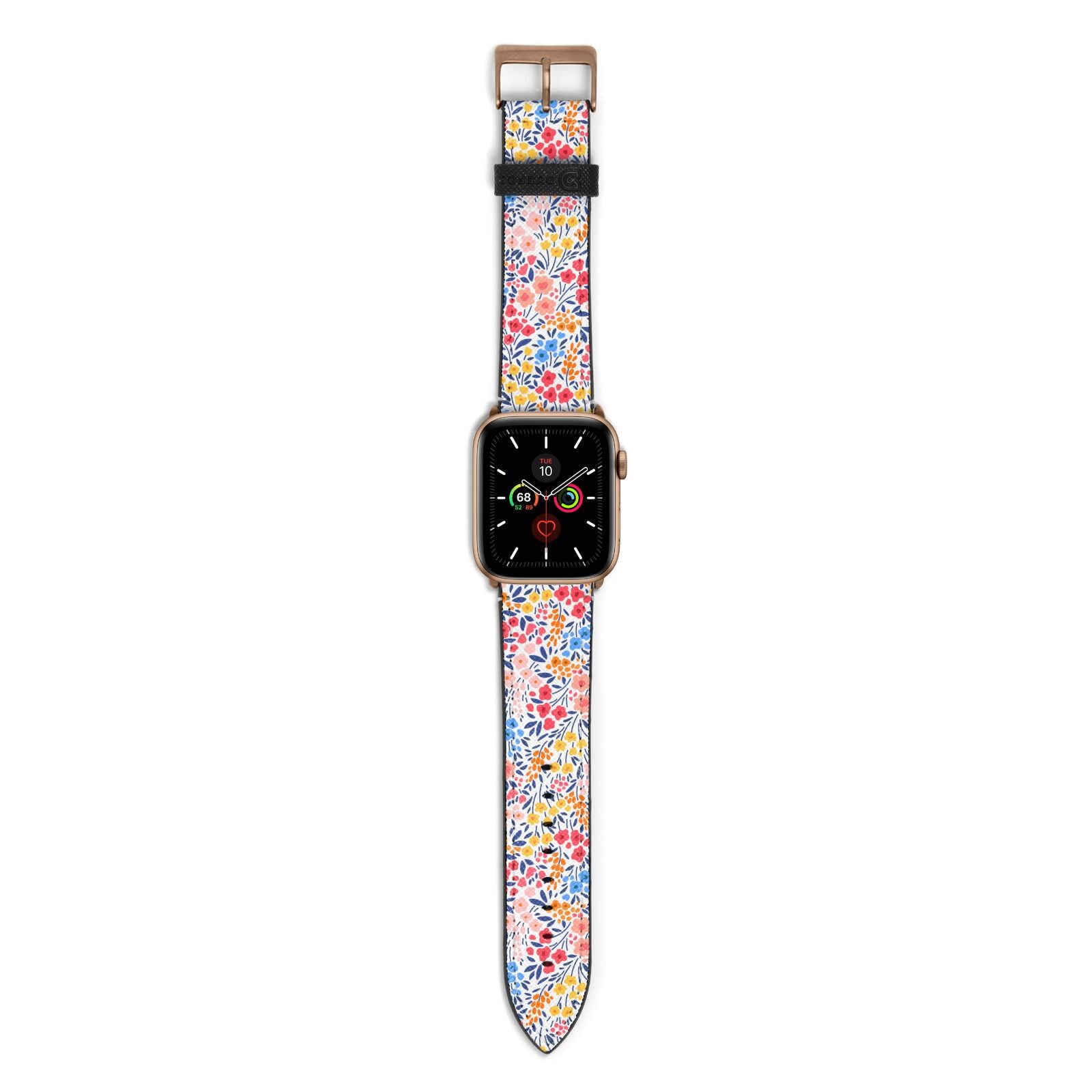 Small Flowers Apple Watch Strap with Gold Hardware