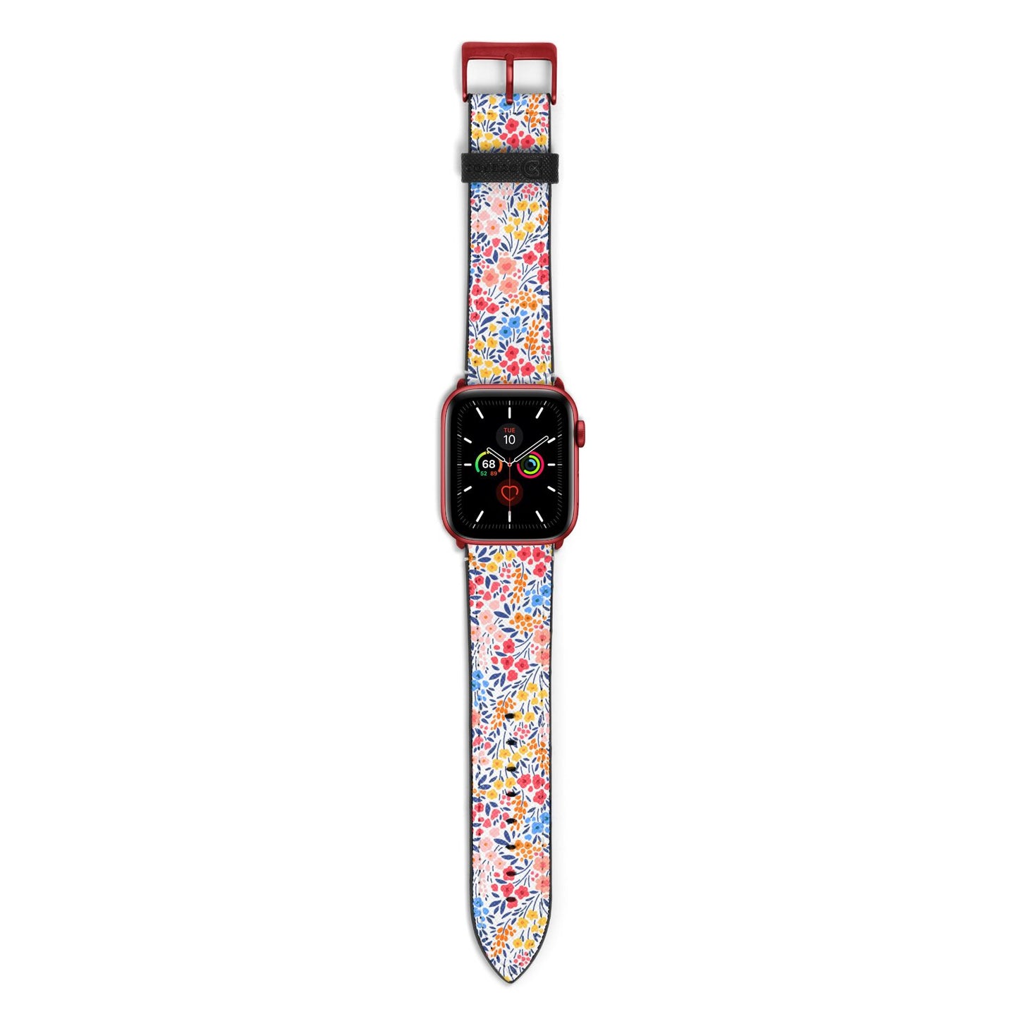 Small Flowers Apple Watch Strap with Red Hardware