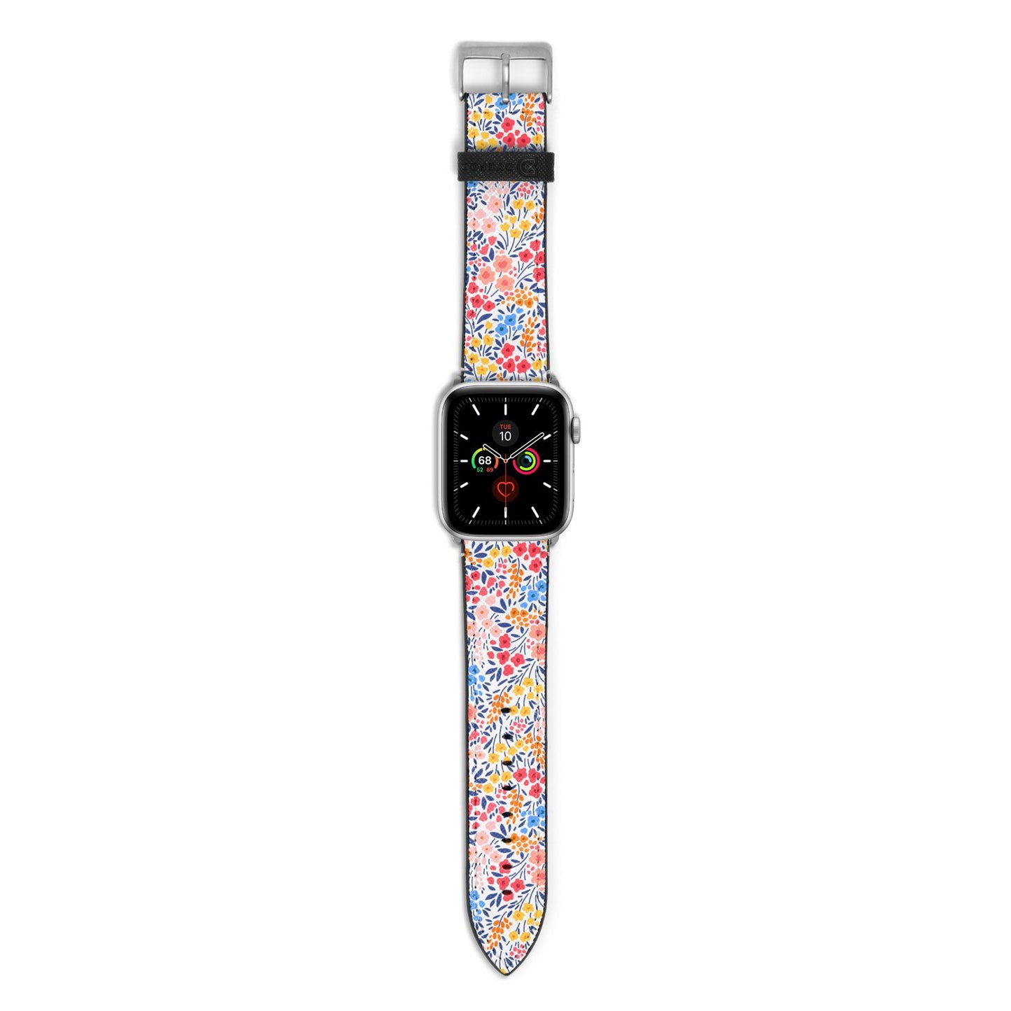 Small Flowers Apple Watch Strap with Silver Hardware
