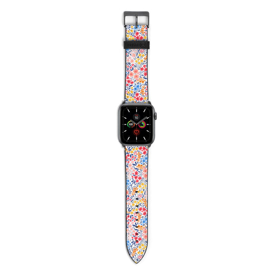Small Flowers Apple Watch Strap with Space Grey Hardware