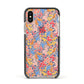 Small Flowers Apple iPhone Xs Impact Case Black Edge on Gold Phone