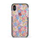 Small Flowers Apple iPhone Xs Impact Case Black Edge on Silver Phone