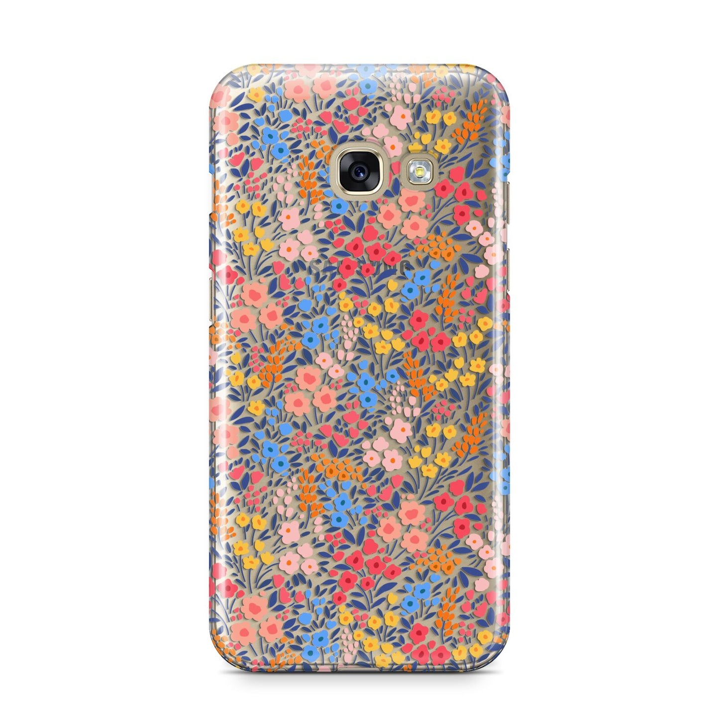 Small Flowers Samsung Galaxy A3 2017 Case on gold phone