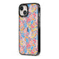 Small Flowers iPhone 13 Black Impact Case Side Angle on Silver phone