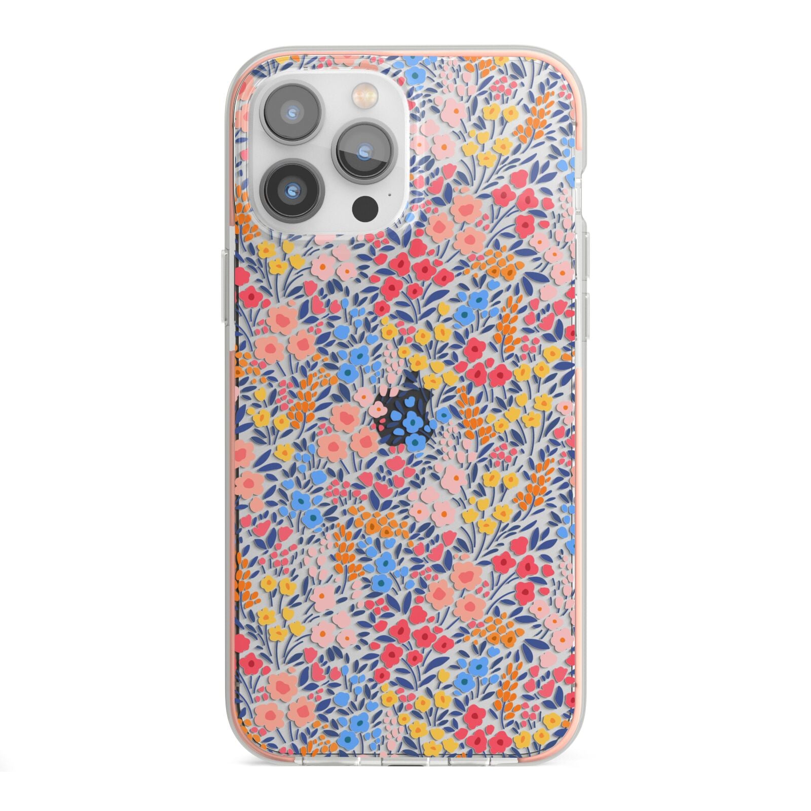 Small Flowers iPhone 13 Pro Max TPU Impact Case with Pink Edges