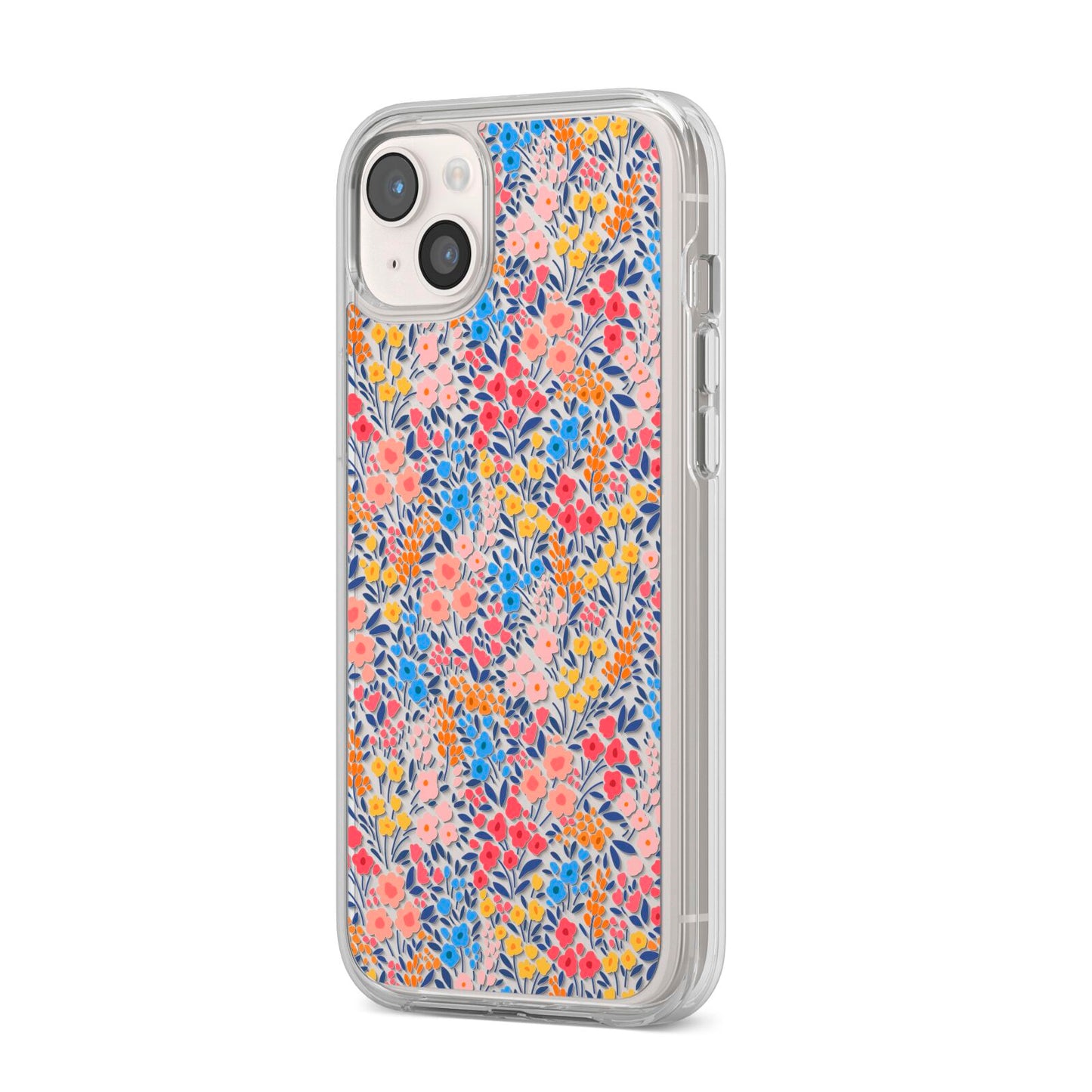 Small Flowers iPhone 14 Plus Clear Tough Case Starlight Angled Image
