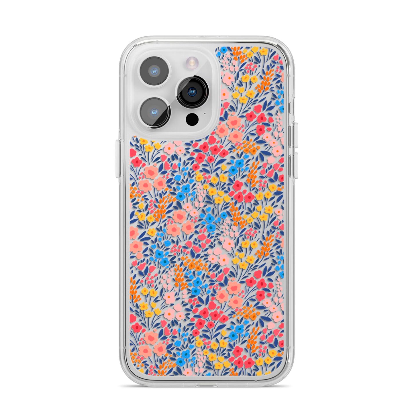 Small Flowers iPhone 14 Pro Max Clear Tough Case Silver