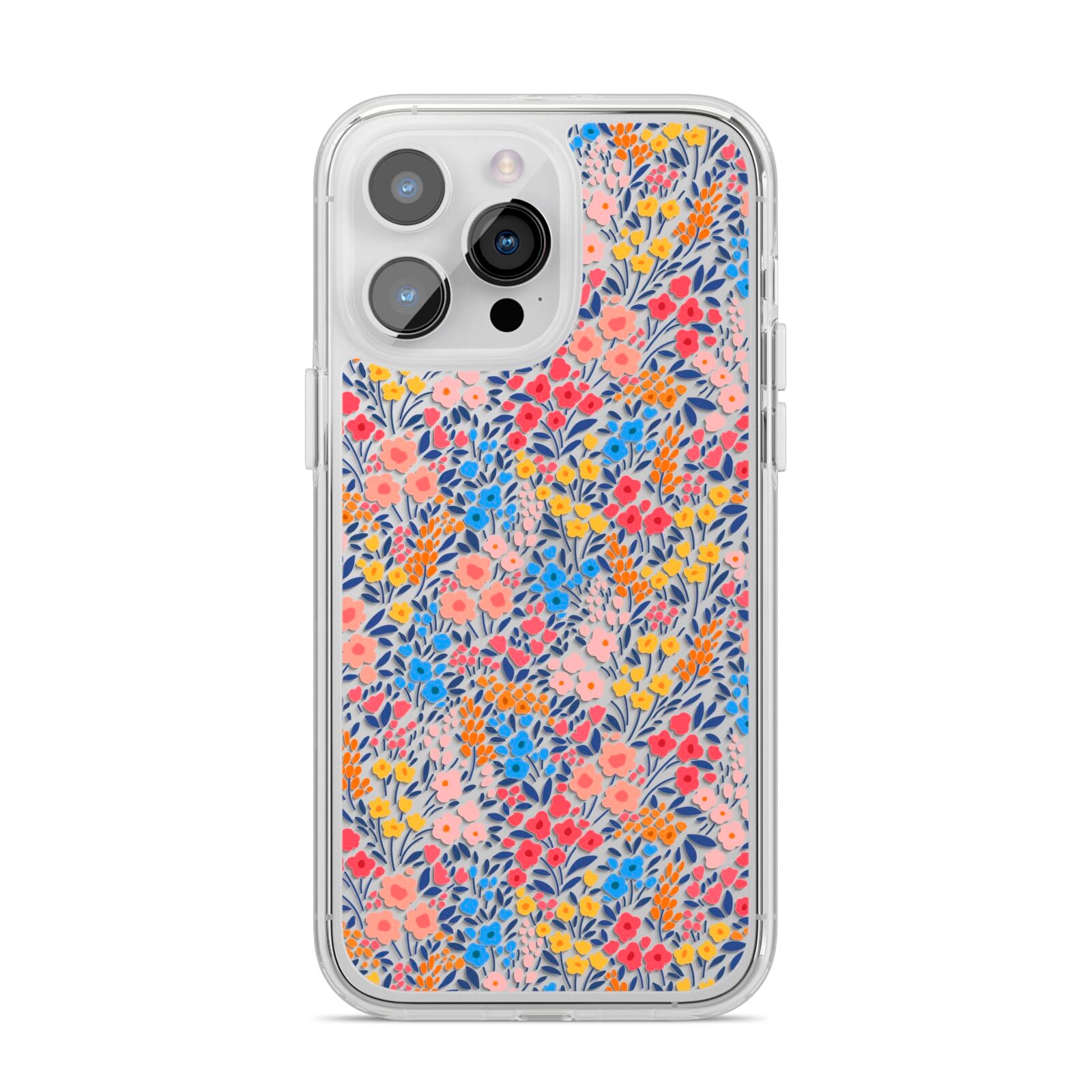 Small Flowers iPhone 14 Pro Max Clear Tough Case Silver