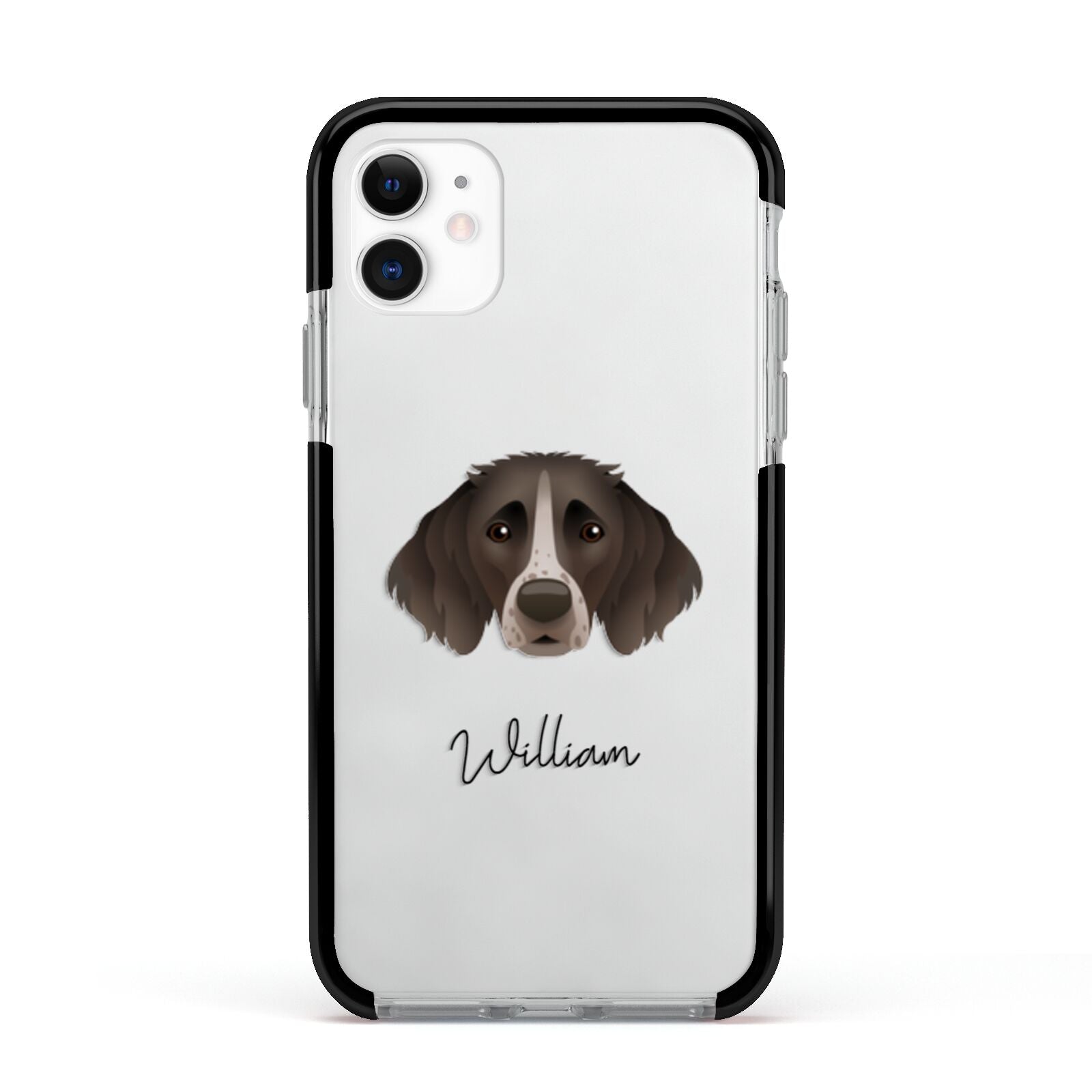 Small Munsterlander Personalised Apple iPhone 11 in White with Black Impact Case