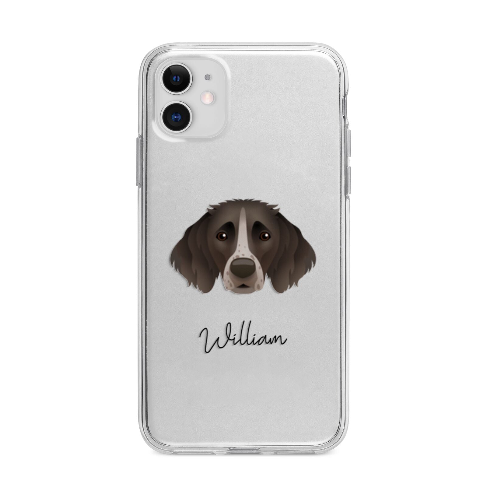 Small Munsterlander Personalised Apple iPhone 11 in White with Bumper Case