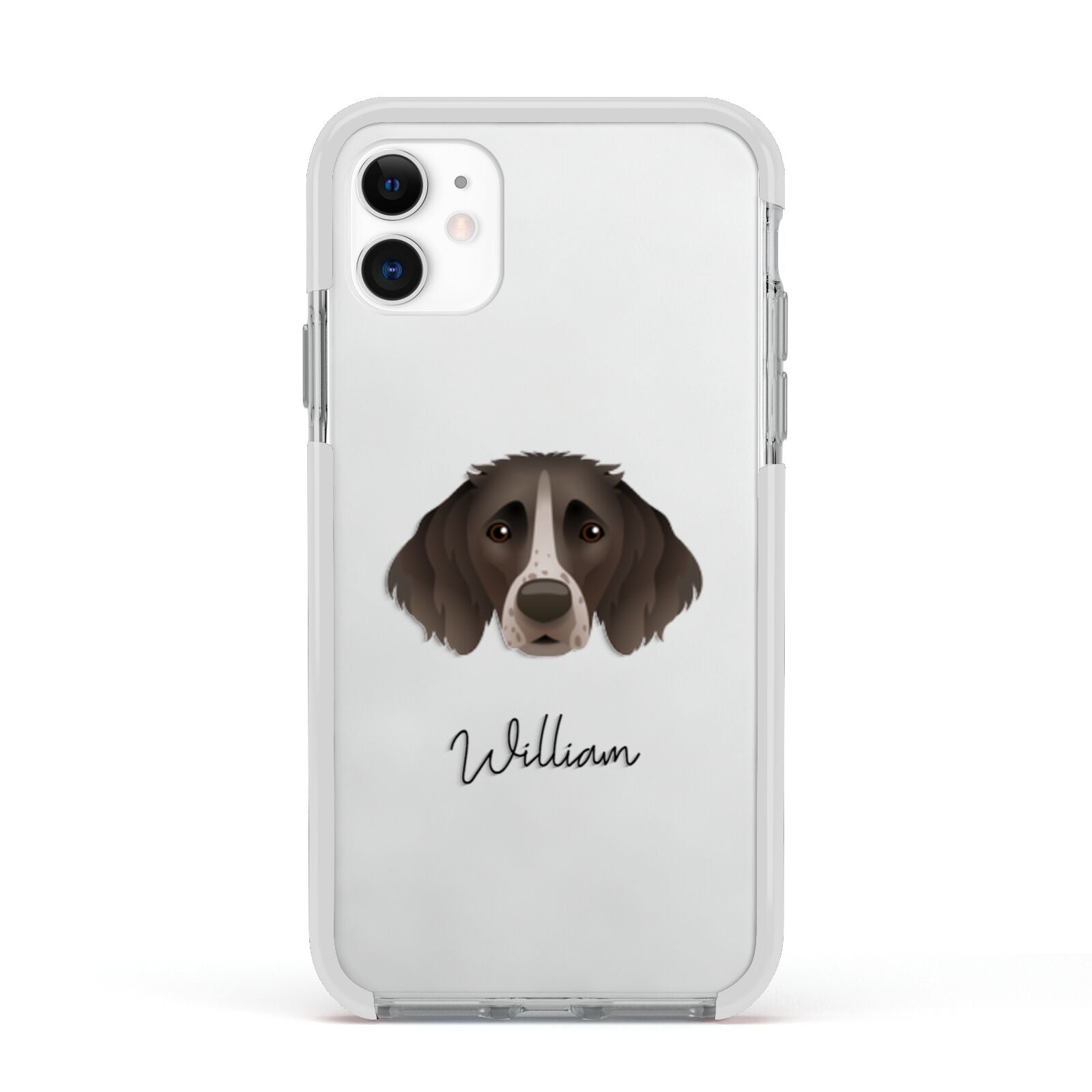 Small Munsterlander Personalised Apple iPhone 11 in White with White Impact Case