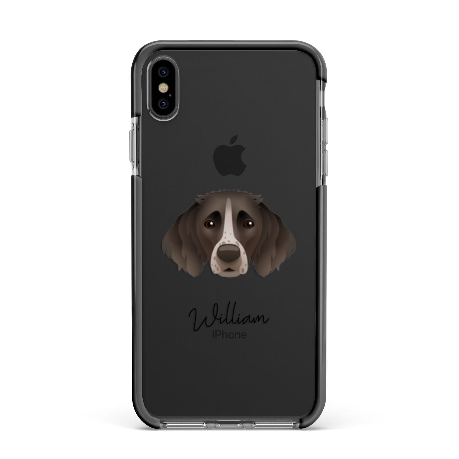 Small Munsterlander Personalised Apple iPhone Xs Max Impact Case Black Edge on Black Phone