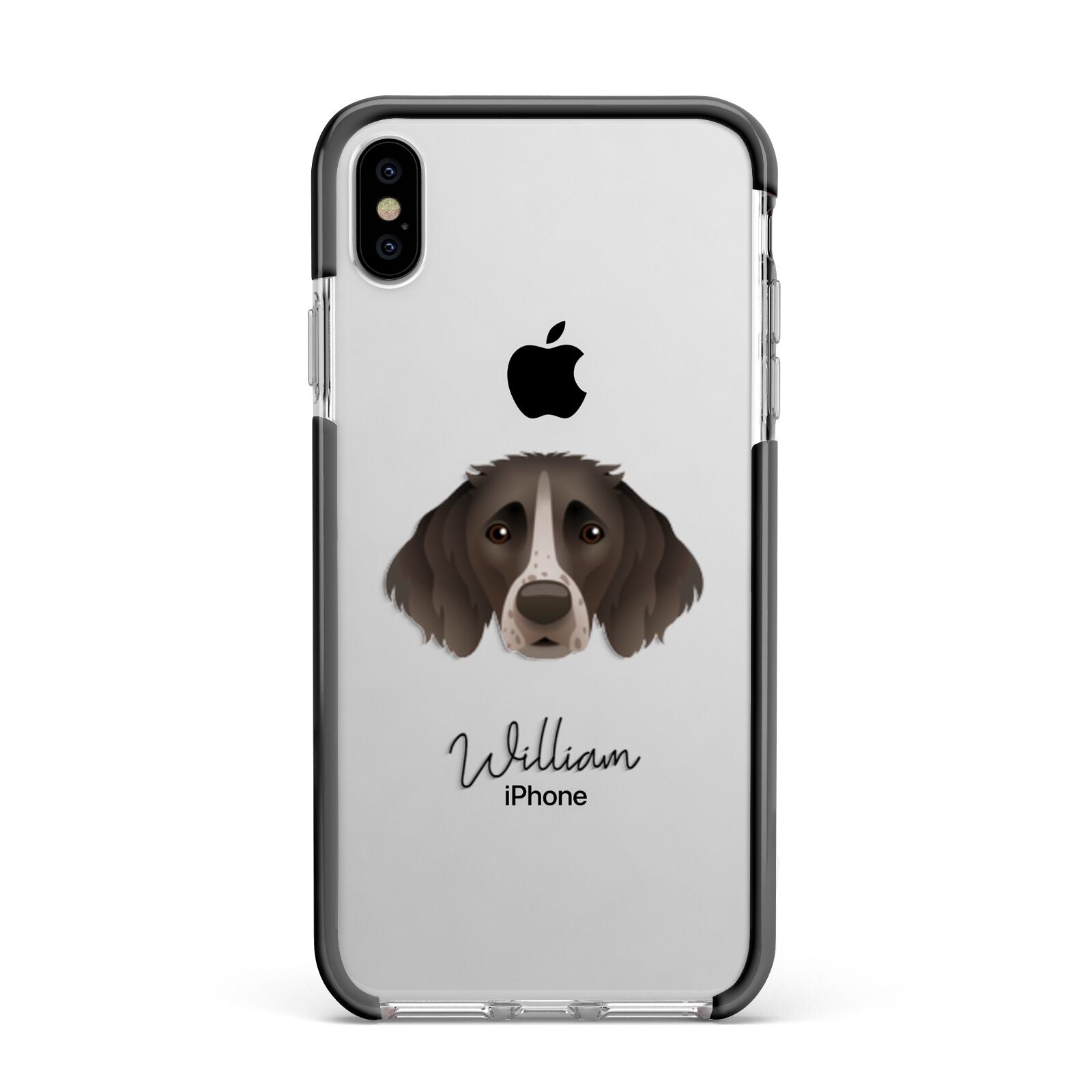 Small Munsterlander Personalised Apple iPhone Xs Max Impact Case Black Edge on Silver Phone