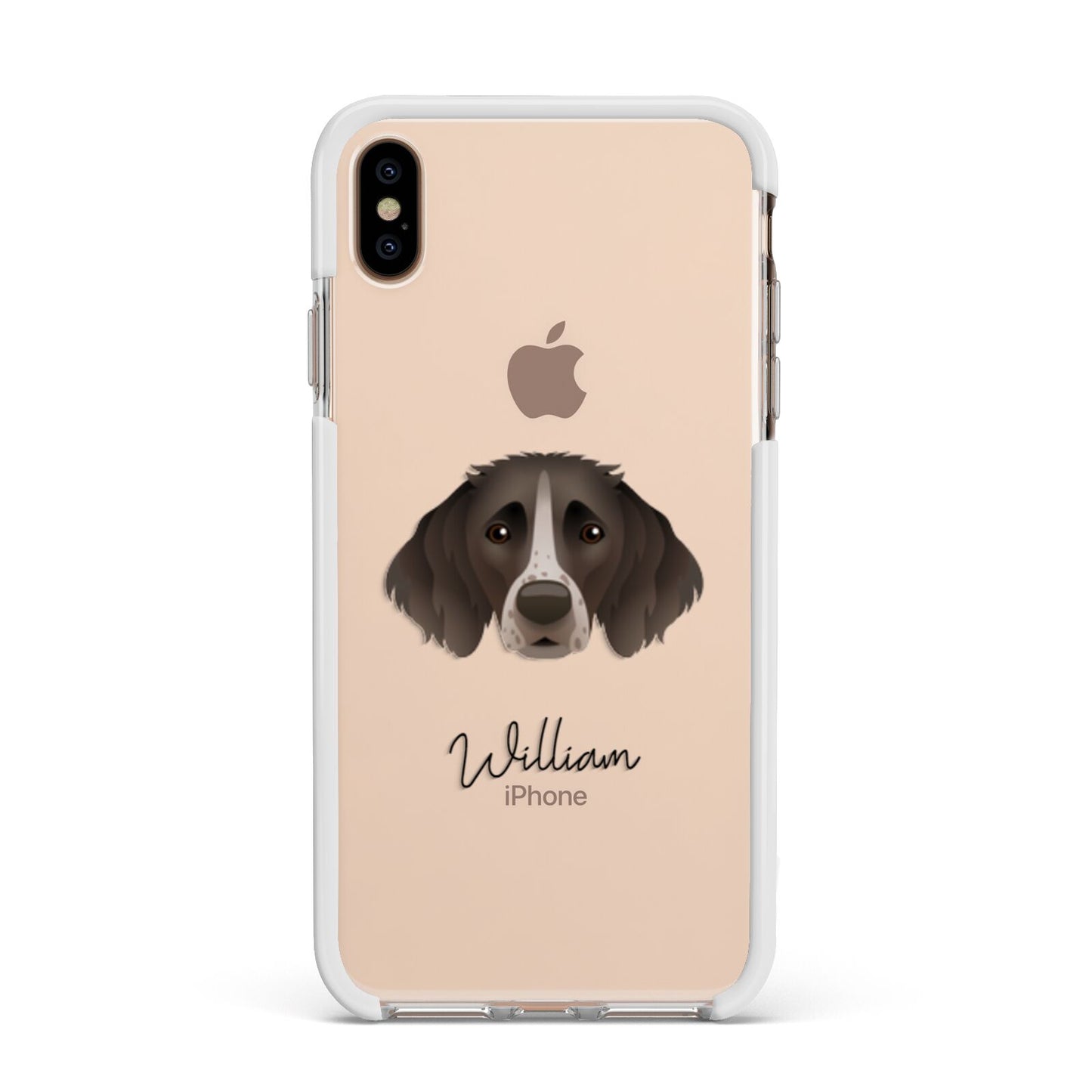 Small Munsterlander Personalised Apple iPhone Xs Max Impact Case White Edge on Gold Phone