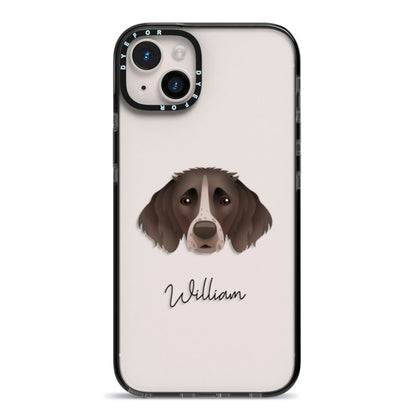 Small Munsterlander Personalised iPhone 14 Plus Black Impact Case on Silver phone