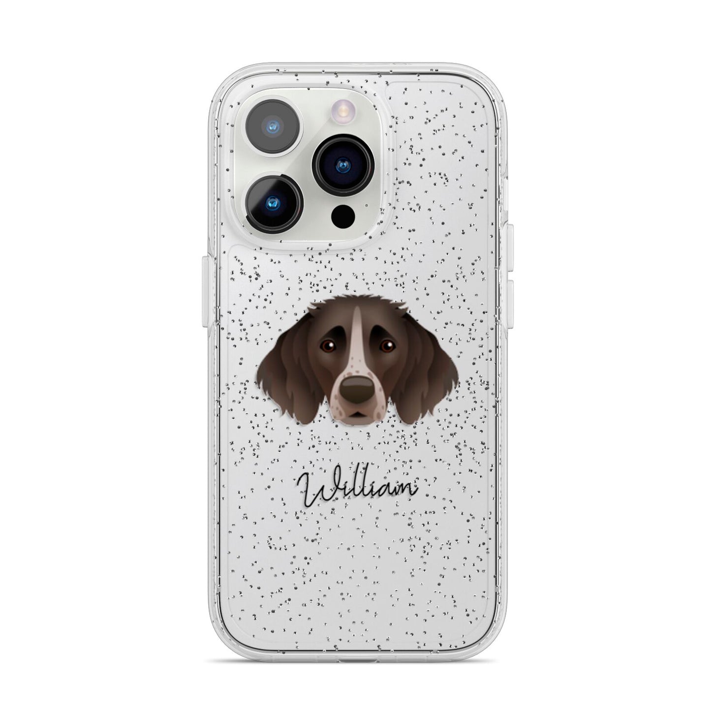 Small Munsterlander Personalised iPhone 14 Pro Glitter Tough Case Silver