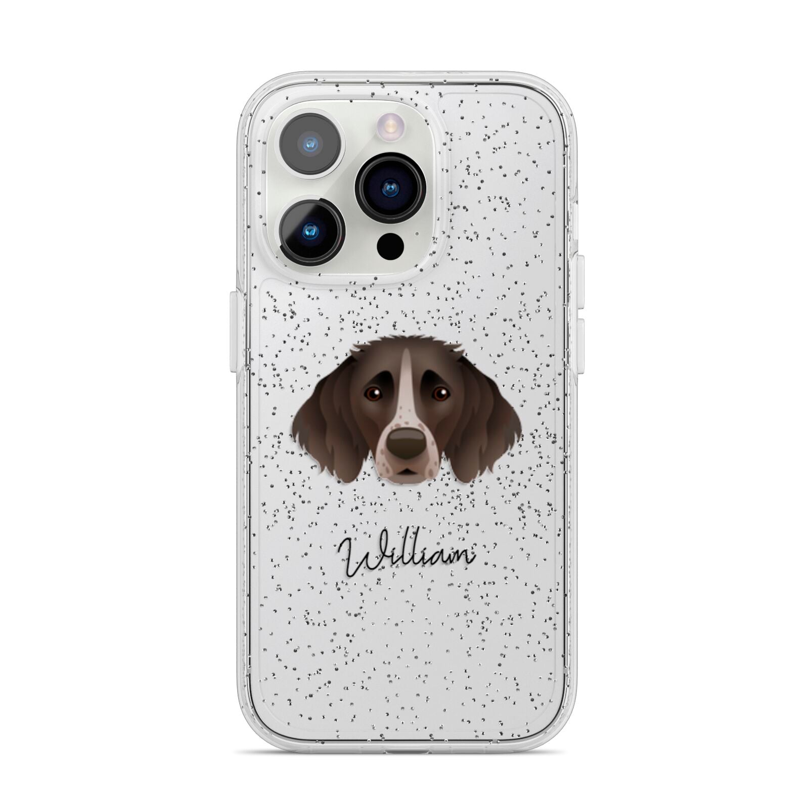 Small Munsterlander Personalised iPhone 14 Pro Glitter Tough Case Silver