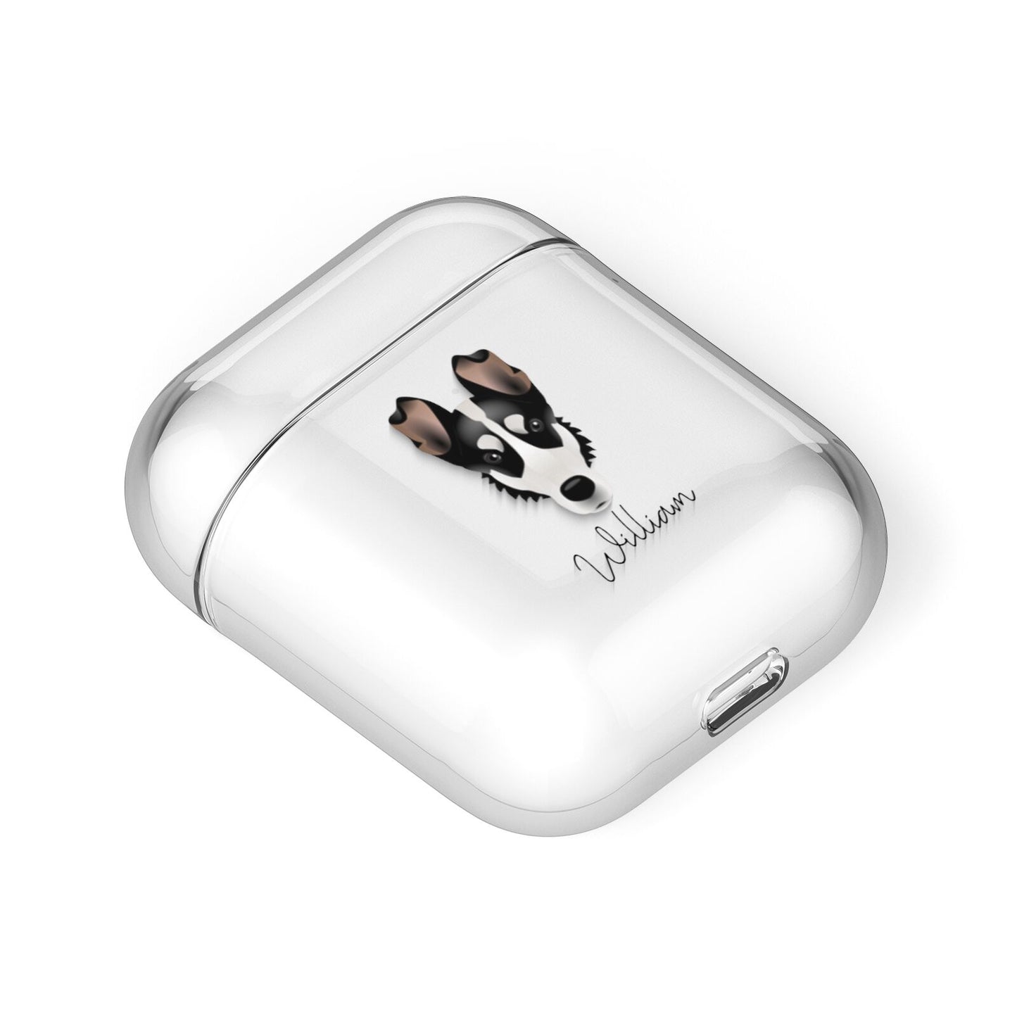 Smooth Collie Personalised AirPods Case Laid Flat