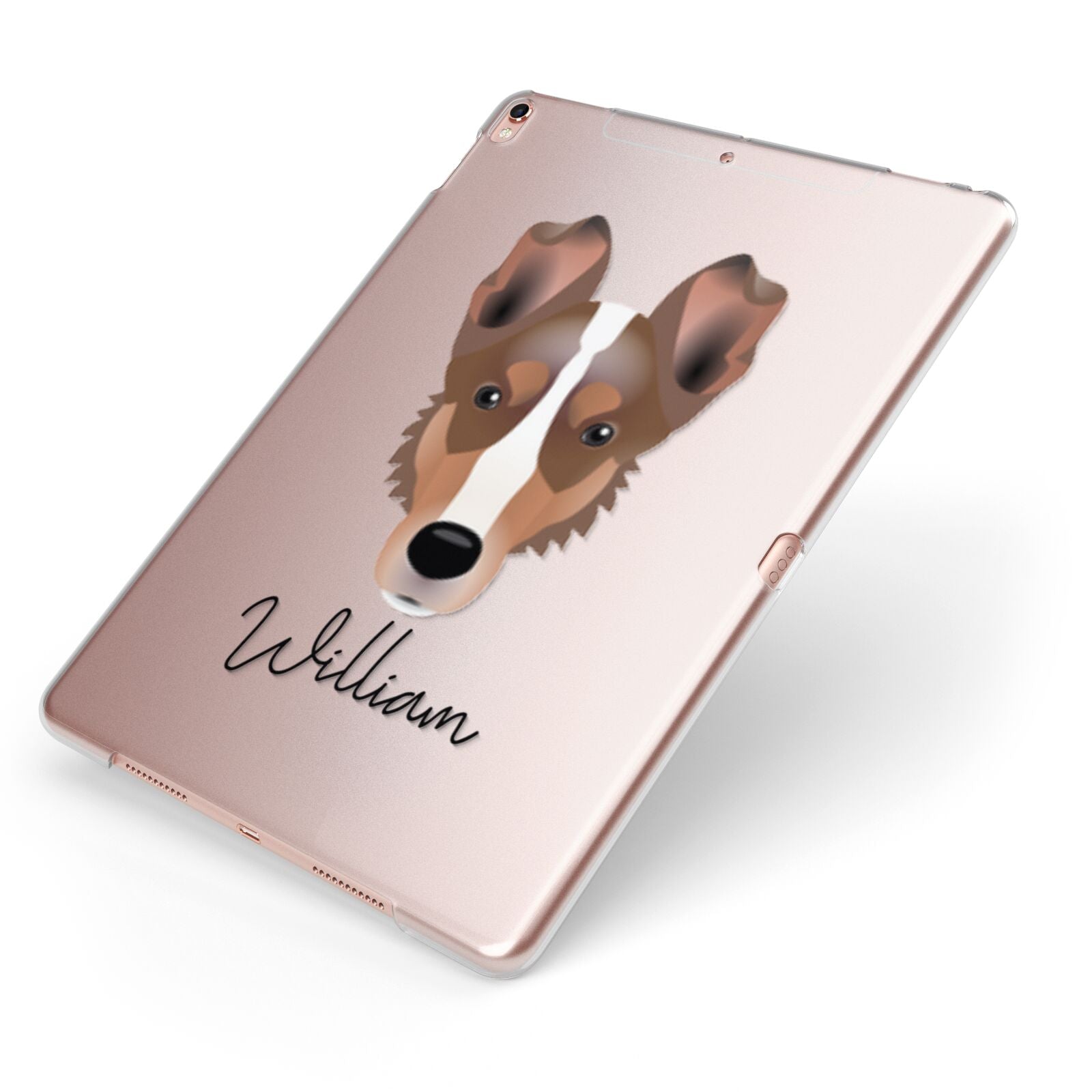 Smooth Collie Personalised Apple iPad Case on Rose Gold iPad Side View