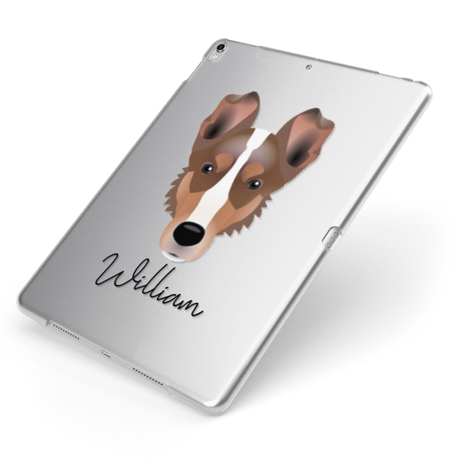 Smooth Collie Personalised Apple iPad Case on Silver iPad Side View